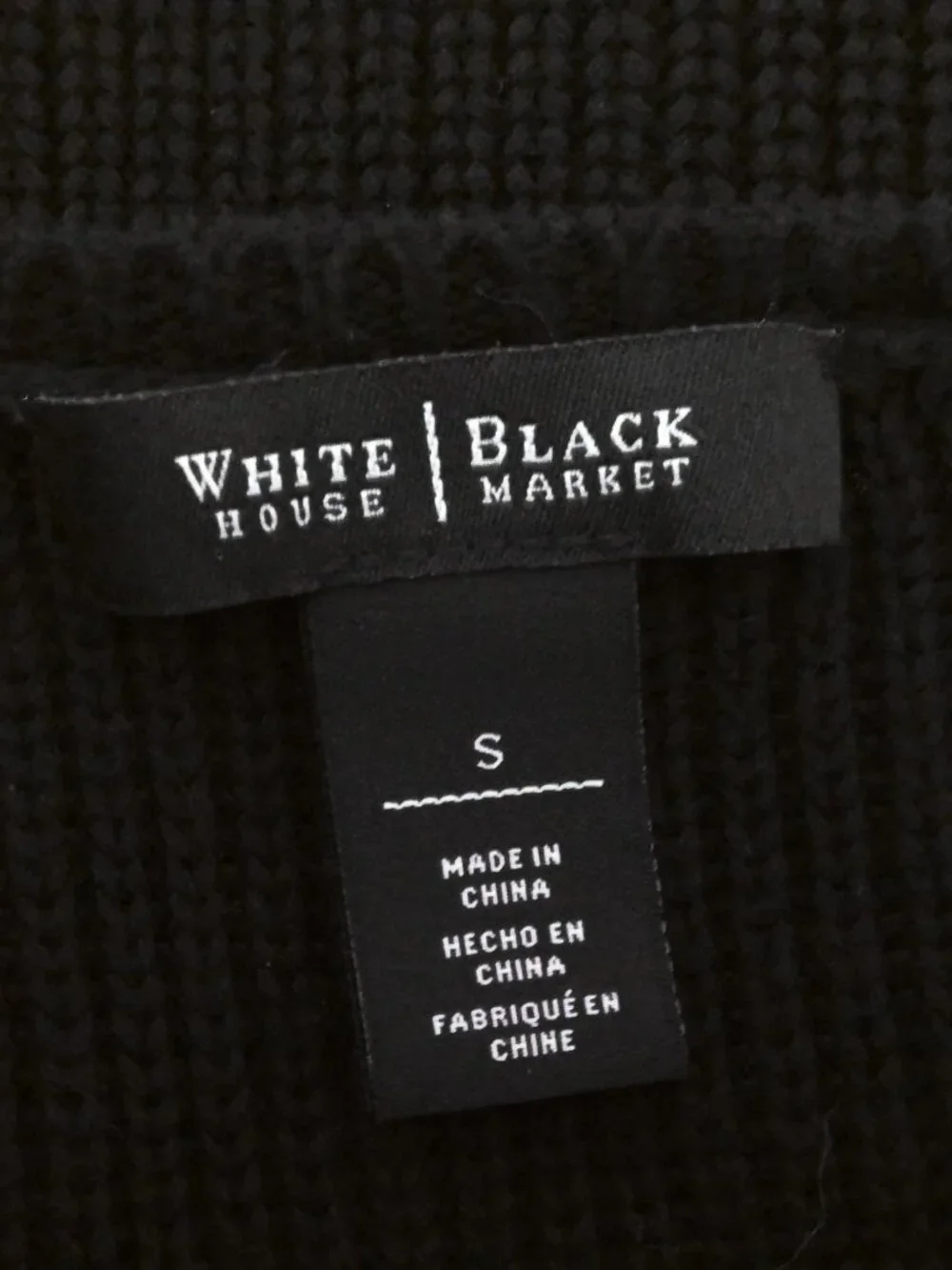 White House Black Market Cropped Sweater Y2K Black Pullover Stretch Knit Sz S